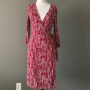 Diane Von Furstenberg DVF Vintage Re-Issue Julian Silk Dress Burgundy White Sz 6
